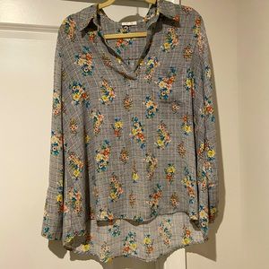 Houndstooth and stripes blouse